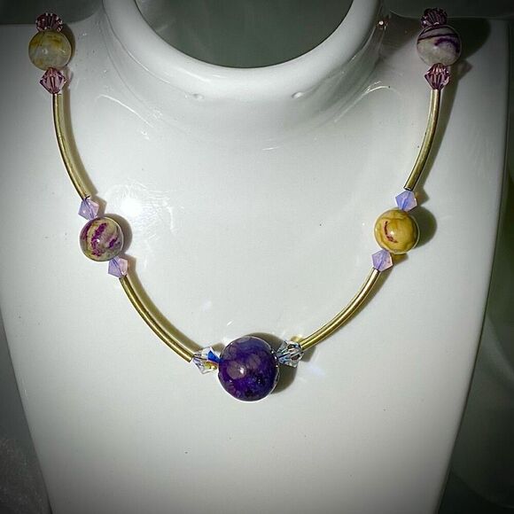 AEZ# Brighton Polished Amethyst & Silver Necklace - Picture 2 of 10